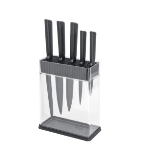 COLORI®+ Set de couteaux gris & porte-couteaux 6 pcs