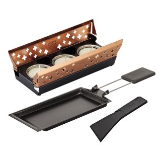 Raclette Set Mini Schweizer Kreuz kupfer