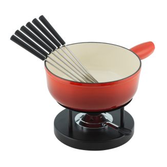 Set à fondue au fromage en fonte induction rouge Ø 24 cm
