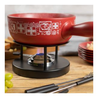 Set de fondue de queso Swiss rojo Ø 23 cm con plato
